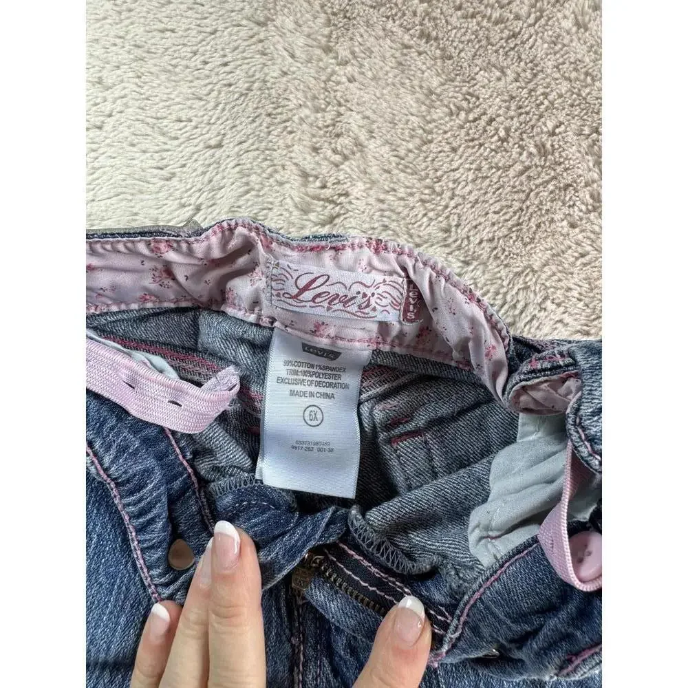 Levi's Girls' Denim Jeans Size‎ 6X with Pink Embroidery